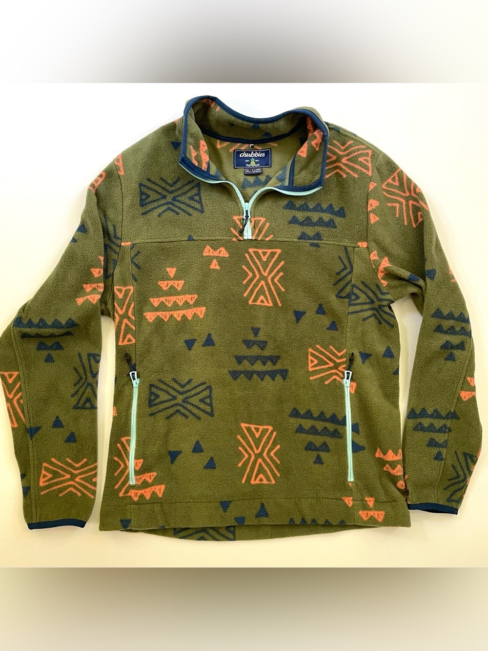 Chubbies The Flame Commander Fleece Quarter Zip Pullover The Naturalist Mens XL